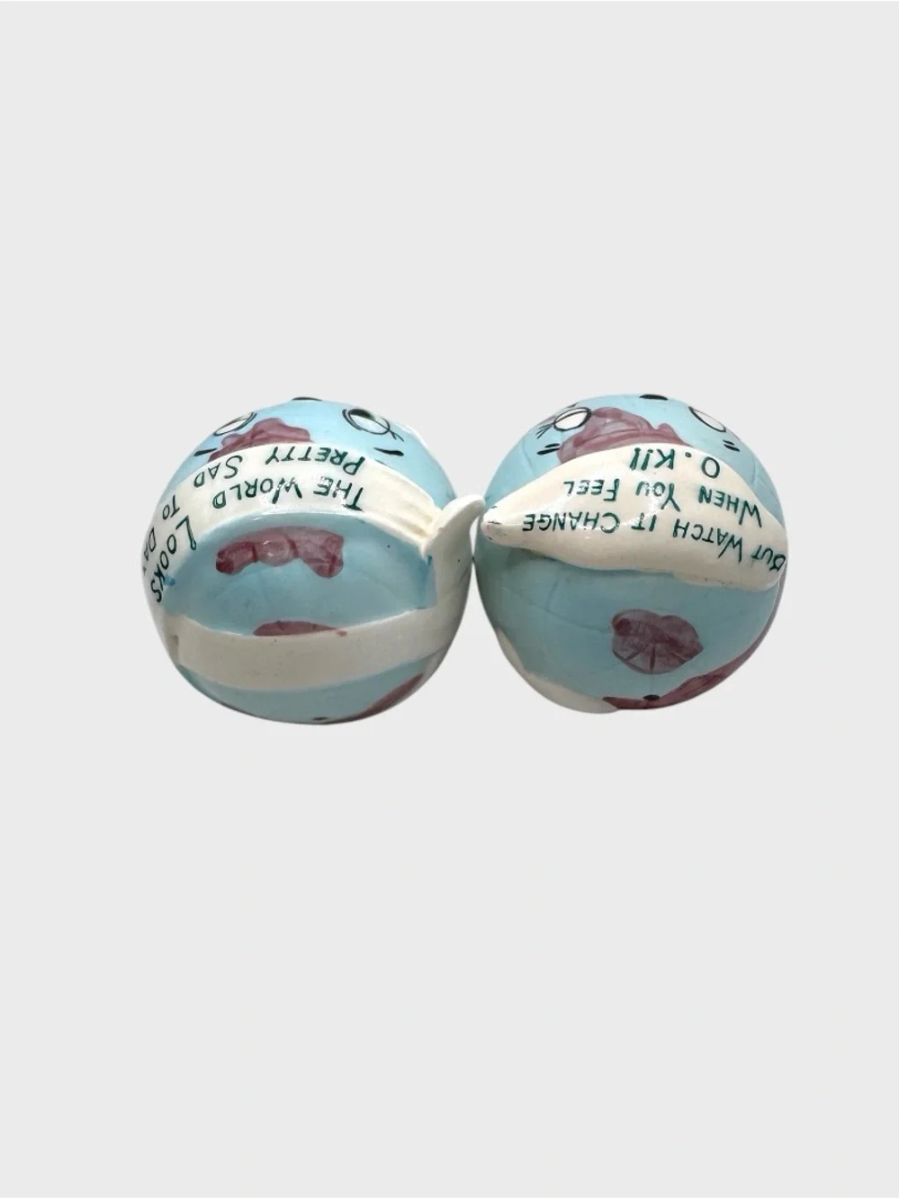 Vintage Enesco Globe Ceramic Shakers